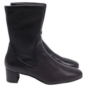 Stuart Weitzman Ernestine Sock Ankle Boots in Black Leather